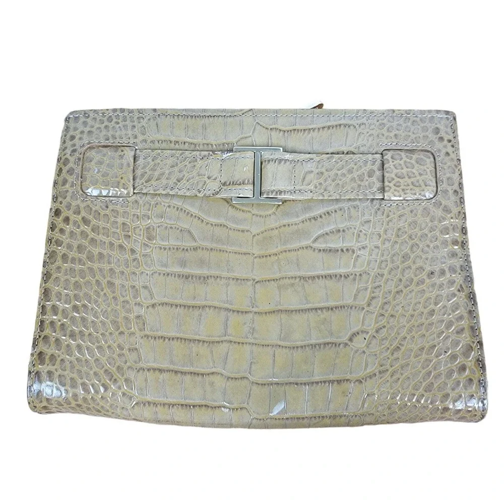 Abas Wallet Alligator Embossed Leather Clutch Clasp